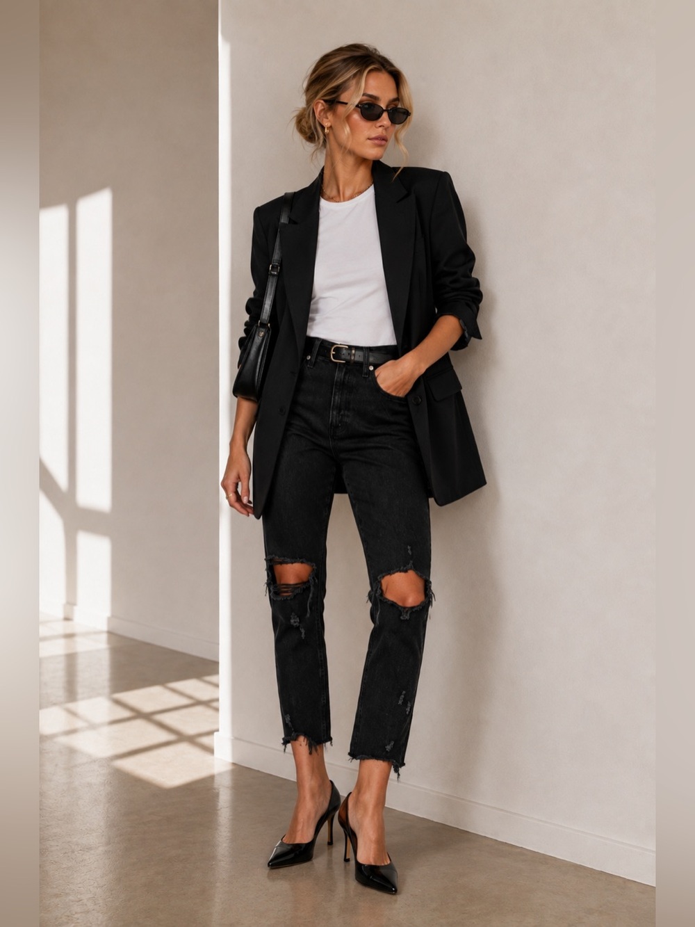 Abercrombie & Fitch Curve Love High Rise Distressed Mom Jeans – Black Size 25